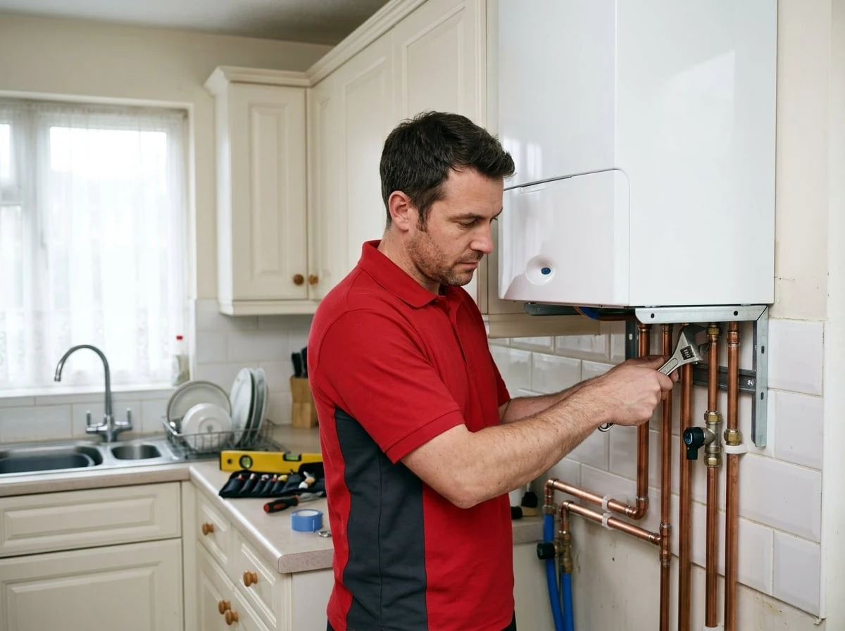 Pinner Plumbers 247 engineer installing a new combi boiler in Pinner
